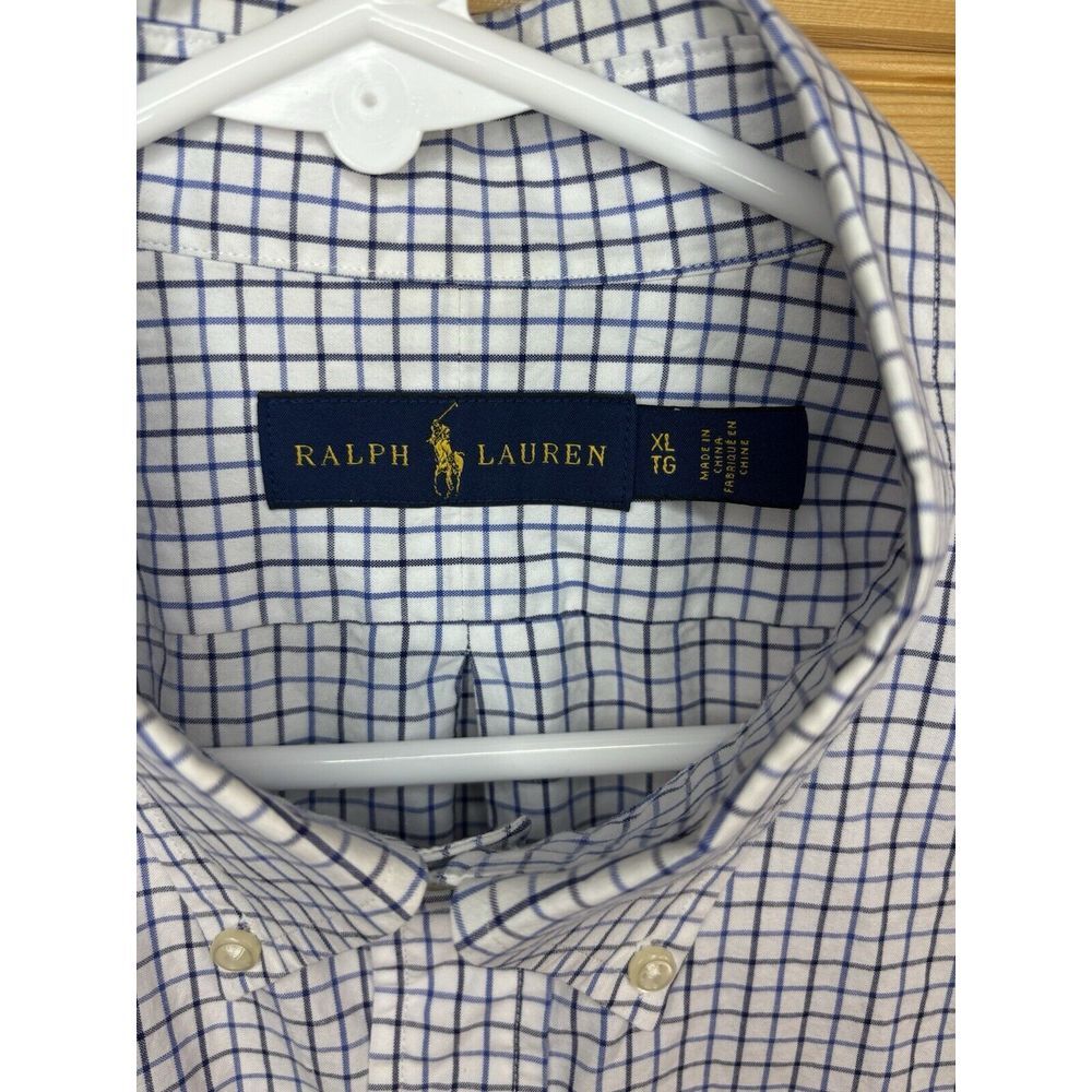 Ralph Lauren‎ Men's XL Blue & White Oxford Check Long Sleeve Button Down Shirt - Picture 4 of 8